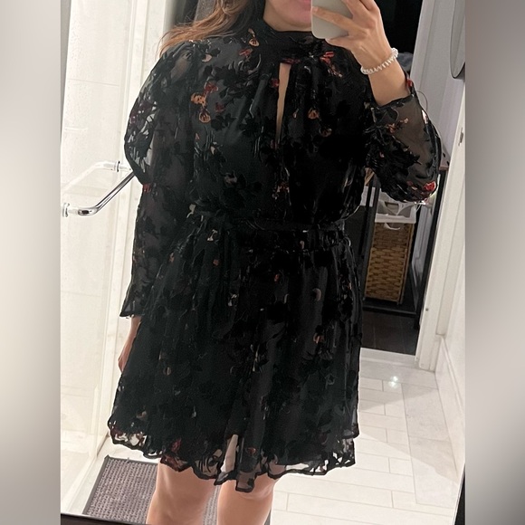 French Connection Guthern Burnout Long Sleeve Minidress - Picture 4 of 5